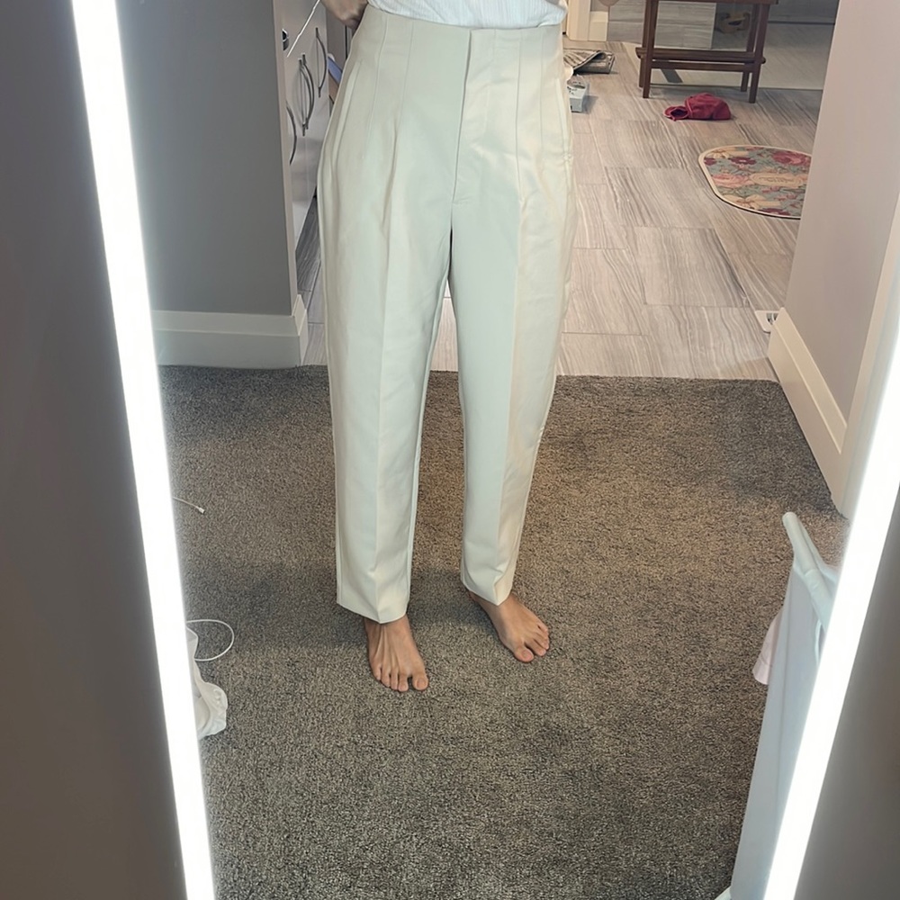 High waisted pants pearl colour